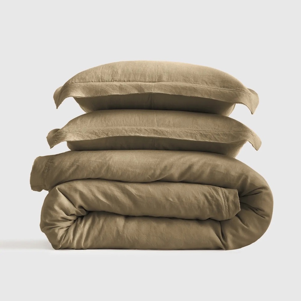 Quince European Linen Double Flange Duvet Cover Set